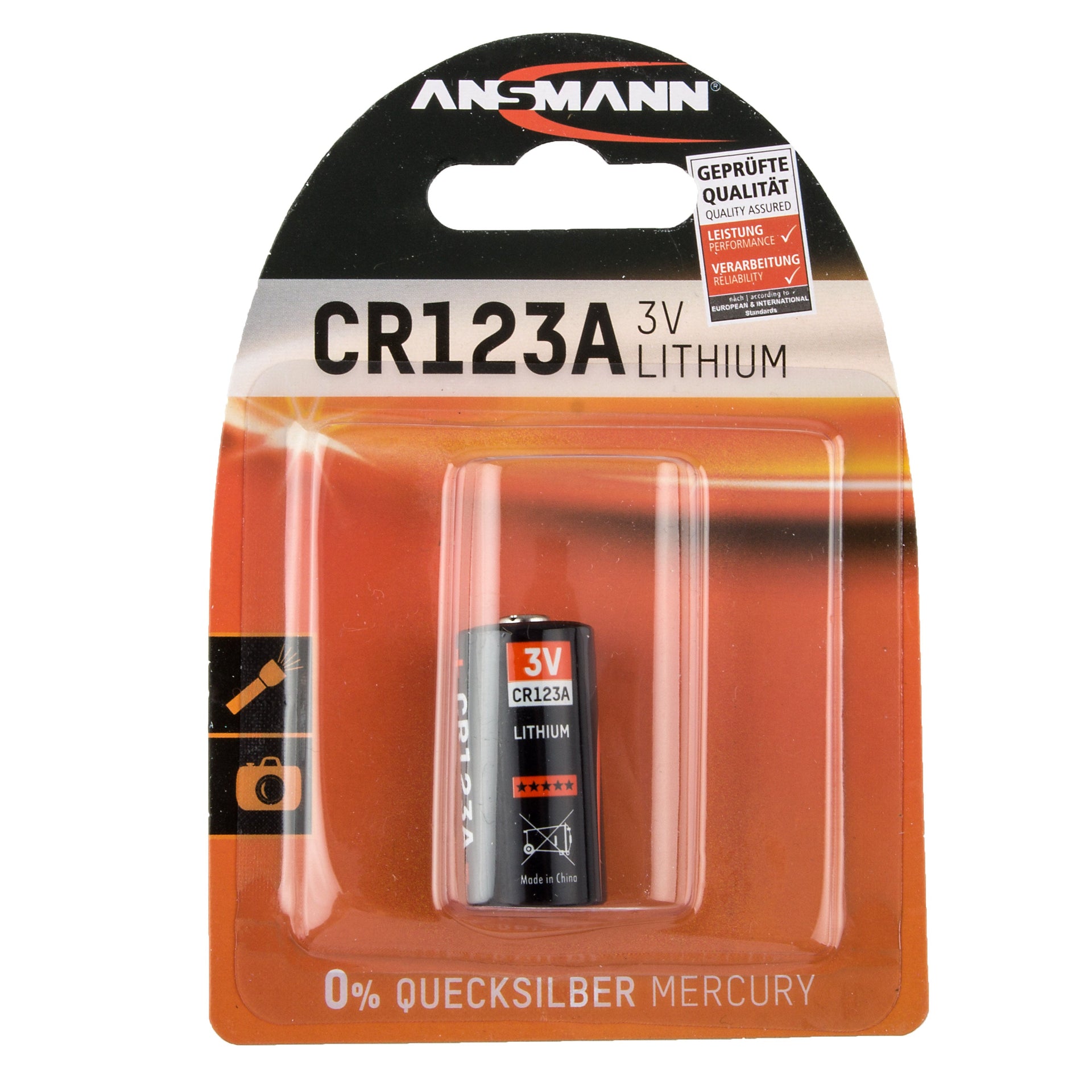 Pile au lithium pour appareil photo CR123A