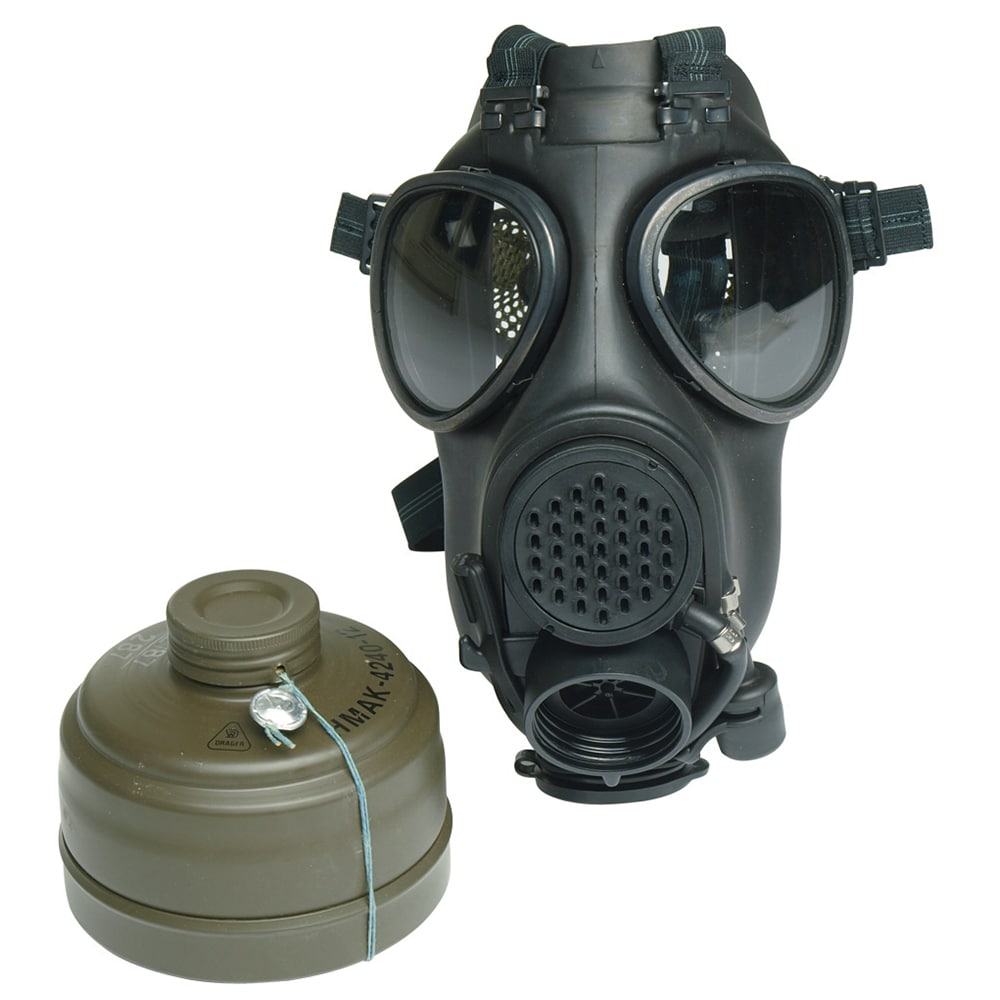 Militaire avec masque à gaz Stock Photo